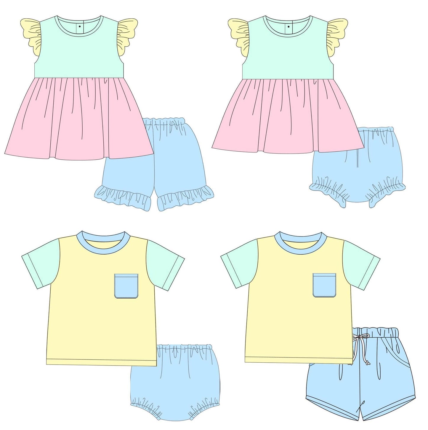 RTS PASTEL COLOR BLOCK DIAPER SET