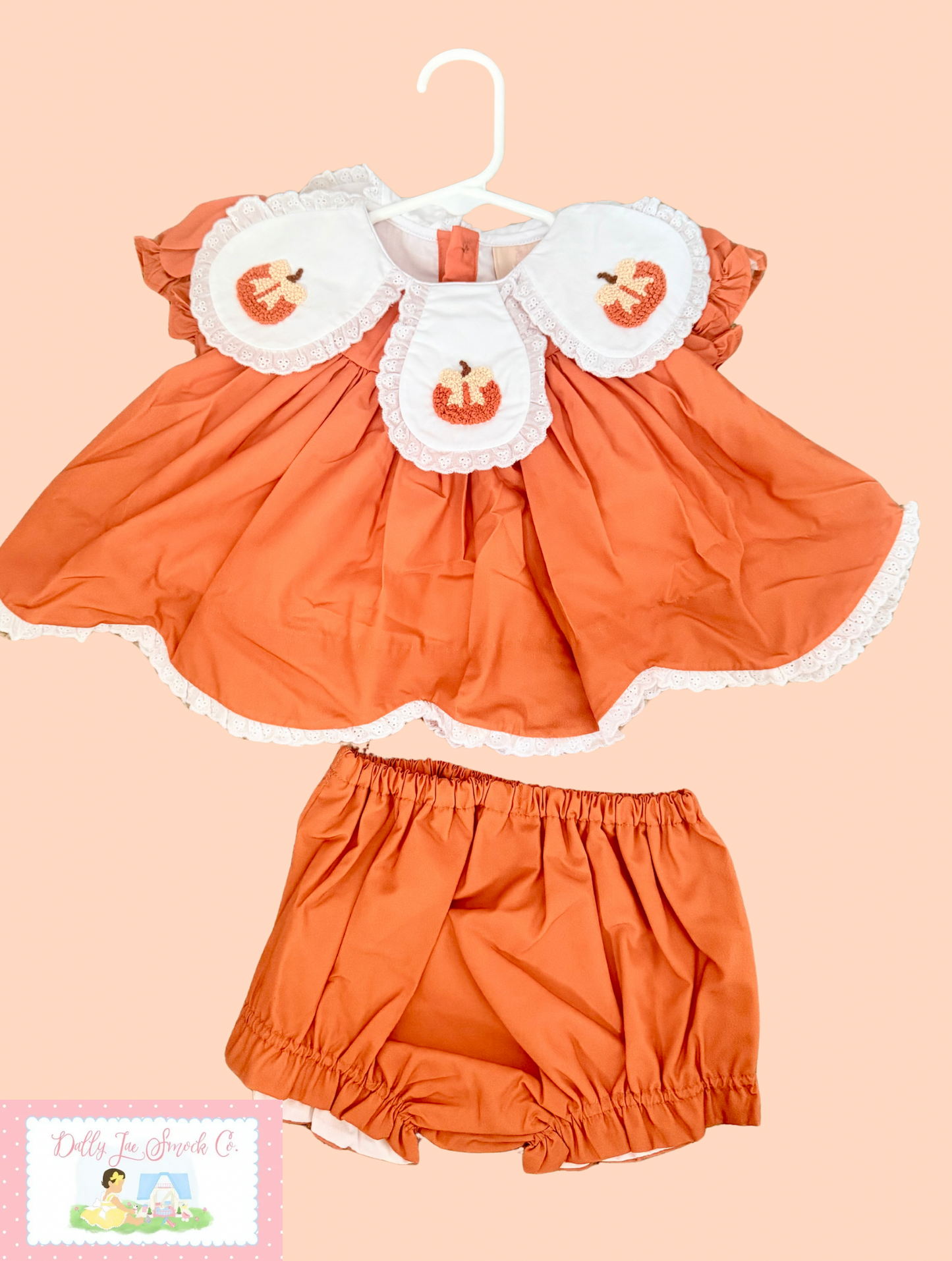 RTS PUMPKIN FRENCH KNOT DIAPER SET