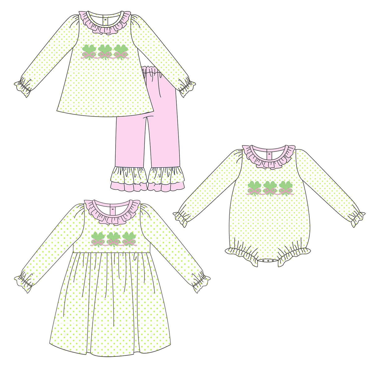 $22 SALE PREORDER ETA FEBRUARY 2027: GIRL FOUR LEAF CLOVERS