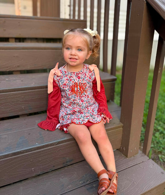 RTS FLORAL MONOGRAM SET WITH UNDERSHIRT/DIAPER SET