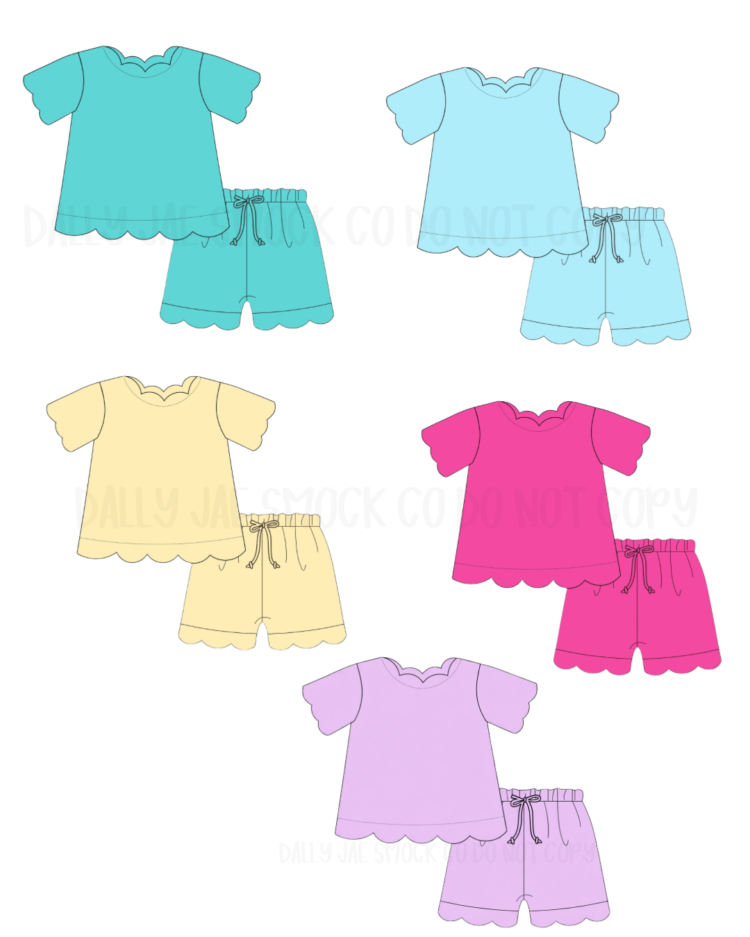 READY TO SHIP SCALLOP SET- NO EMBROIDERY