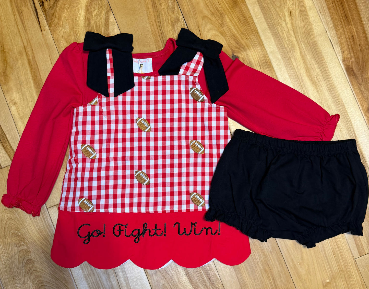RTS RED AND BLACK EMBROIDERED FOOTBALL DIAPER SET