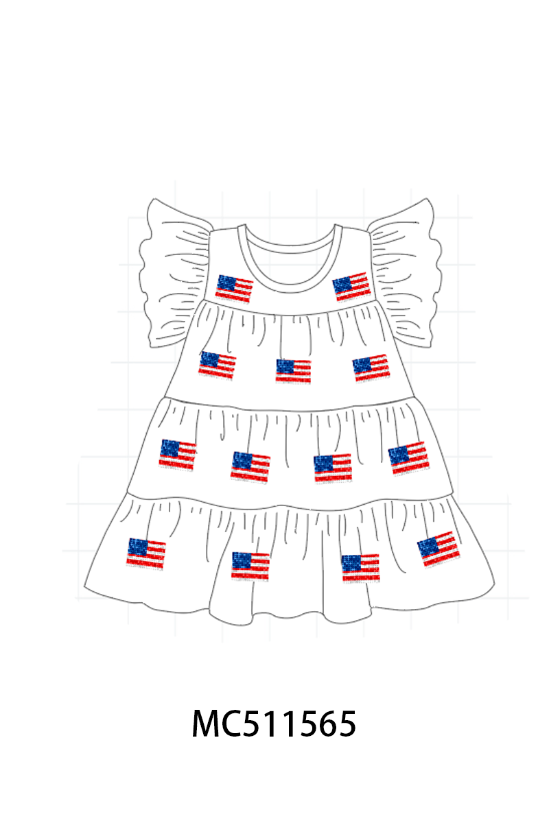 ETA May PO75 Patriotic flag sequin tiered dress collection