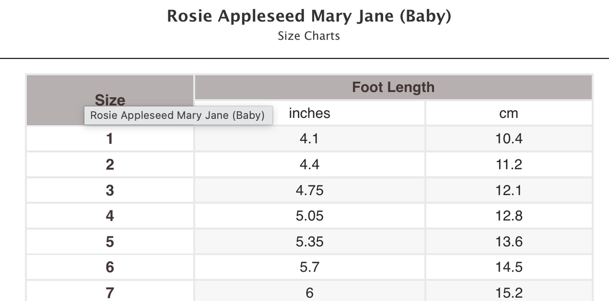 Rosie Appleseed Mary Jane (Baby)