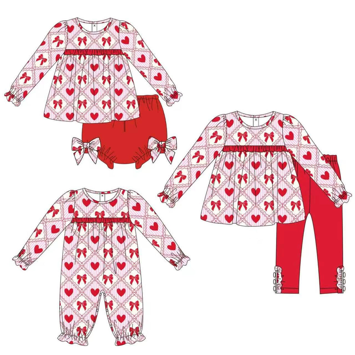 $22 SALE PREORDER ETA FEBRUARY 2027: GIRLS RED HEARTS WITH BOWS