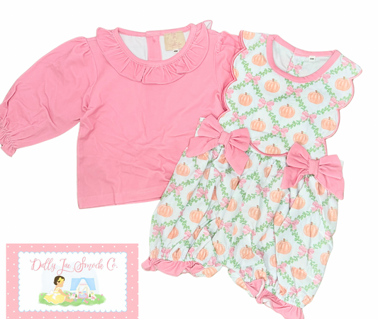 RTS PUMPKIN ROMPER WITH UNDERSHIRT