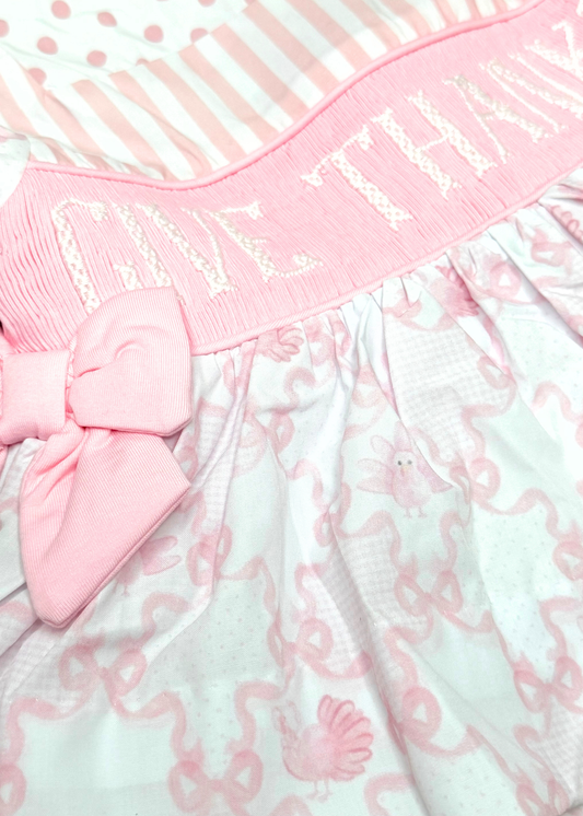 RTS THANKFUL PINK TURKEY 3 PC SET HANDSMOCKED