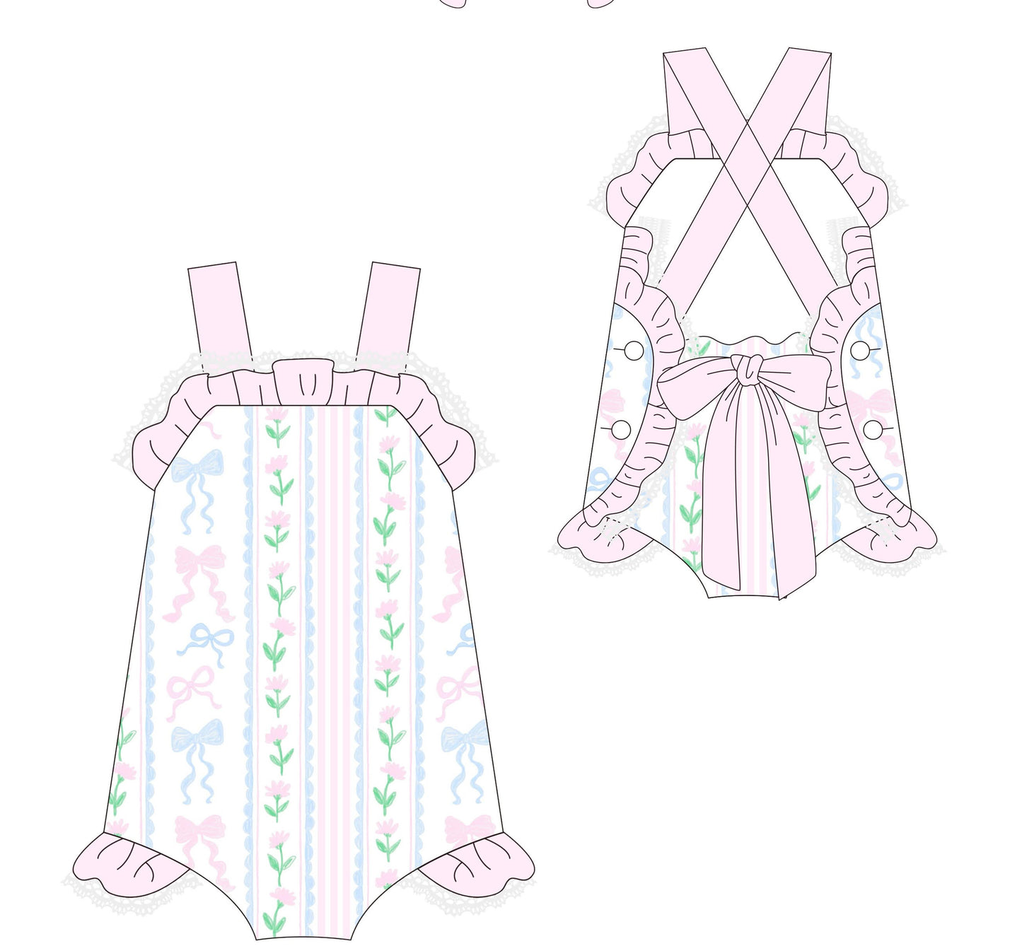 RTS PINK BOW & FLORAL SUNSUIT