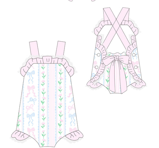 RTS PINK BOW & FLORAL SUNSUIT