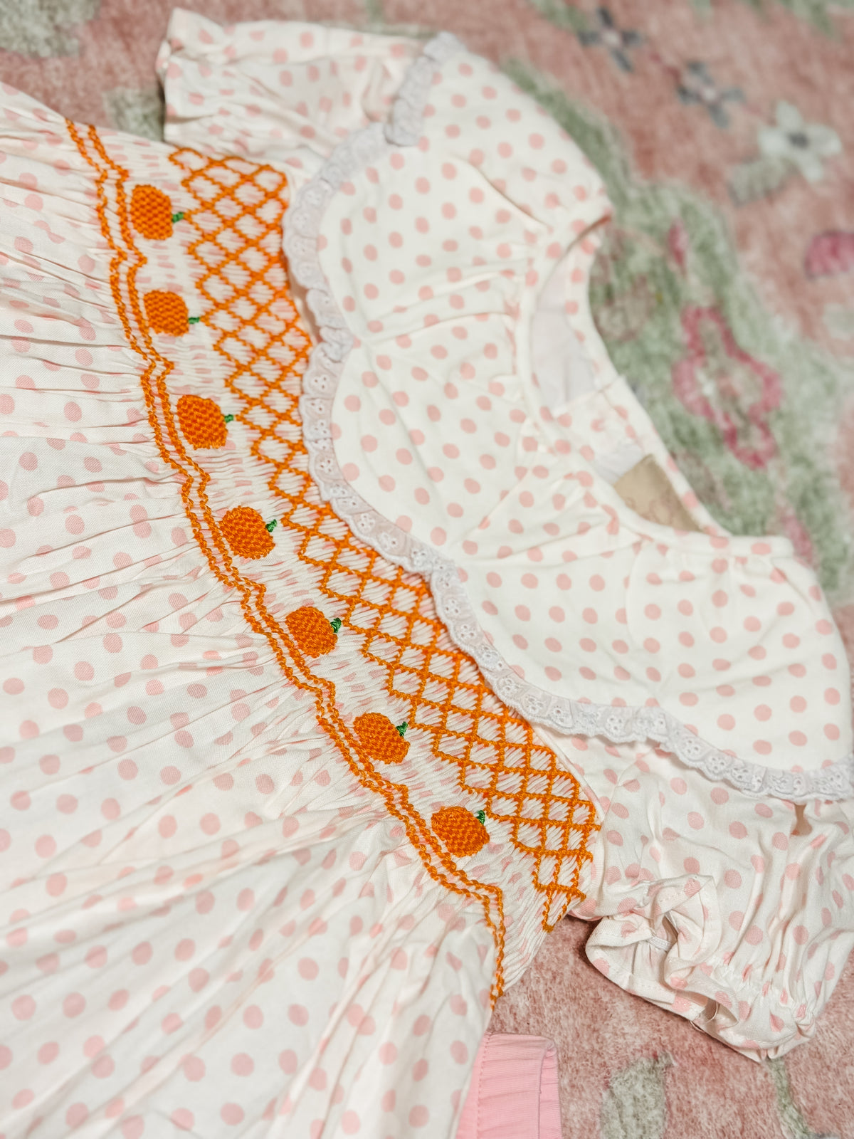 RTS PINK & ORANGE PUMPKIN HANDSMOCK LEGGING SET