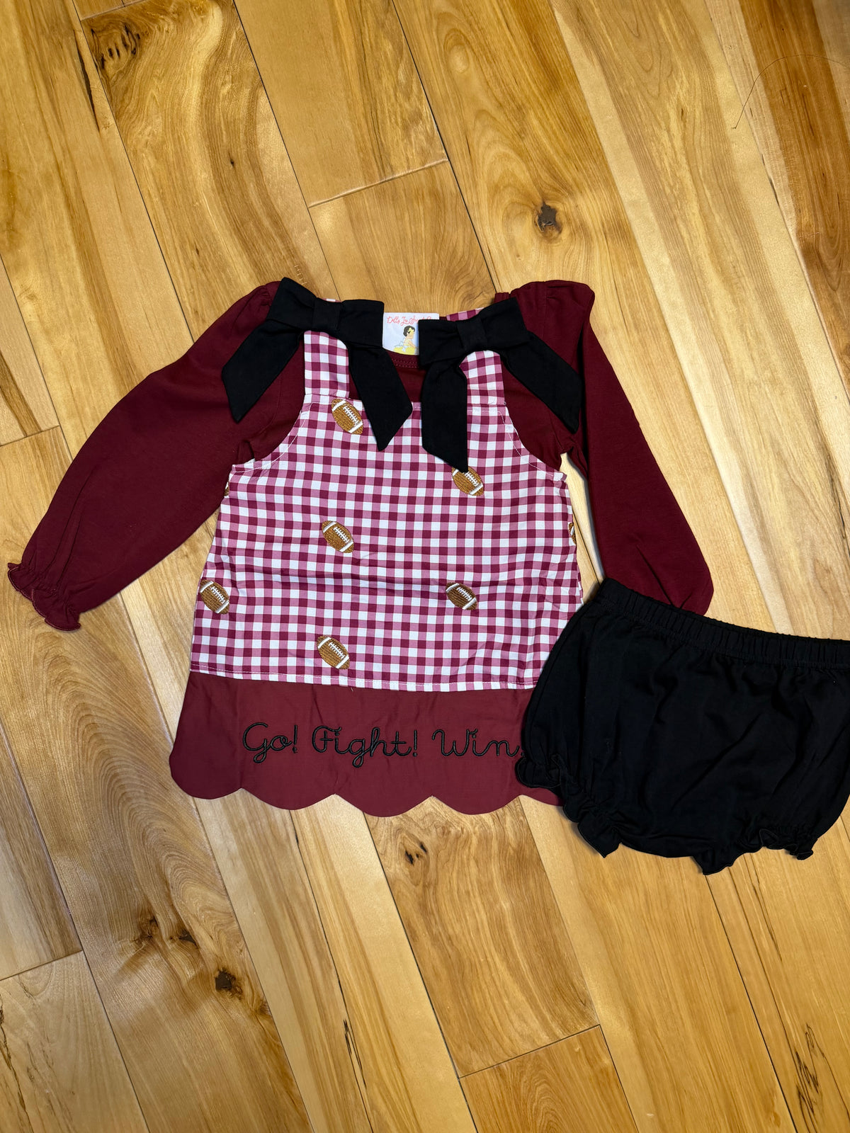 RTS GARNET AND BLACK FOOTBALL DIAPER SET