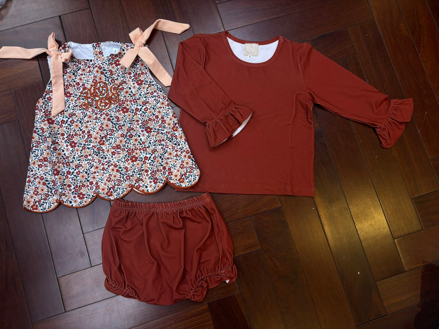 RTS FLORAL MONOGRAM SET WITH UNDERSHIRT/DIAPER SET