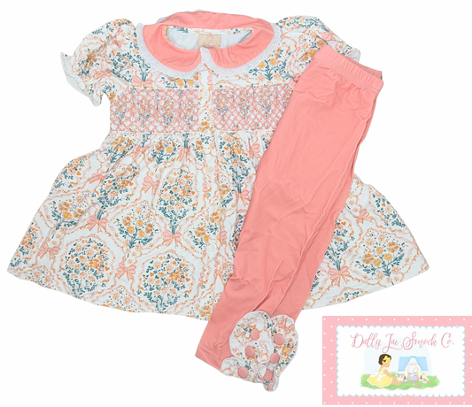RTS PEARLS FLORAL HANDSMOCK LEGGING SET