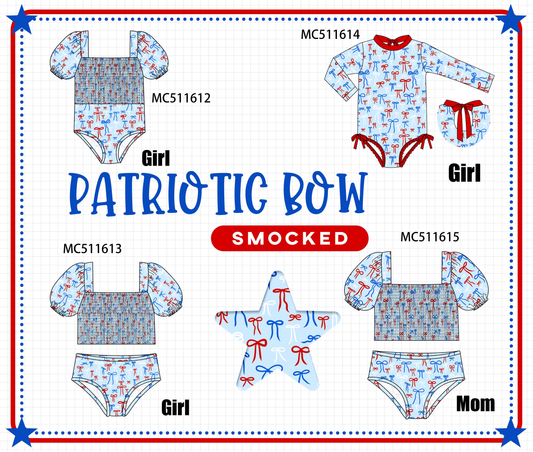 ETA May PO75 Blue Patriotic bow machinr smocked collection