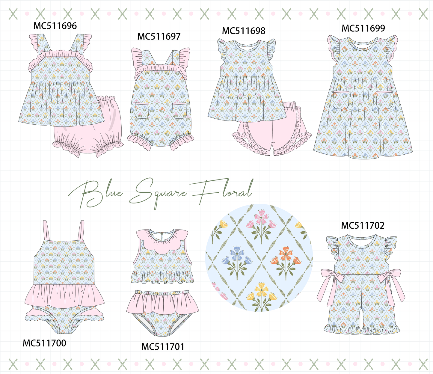 ETA May PO75 Blue floral print ruffle collection