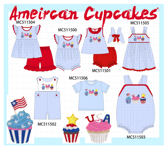 ETA May PO75 Blue plaid Patriotic cupcaker embroidery collection
