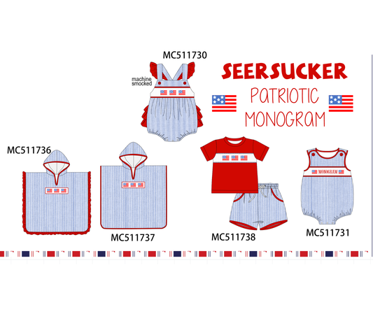 ETA May PO75 Blue seersucker Patriotic flag machine smocked collection 2