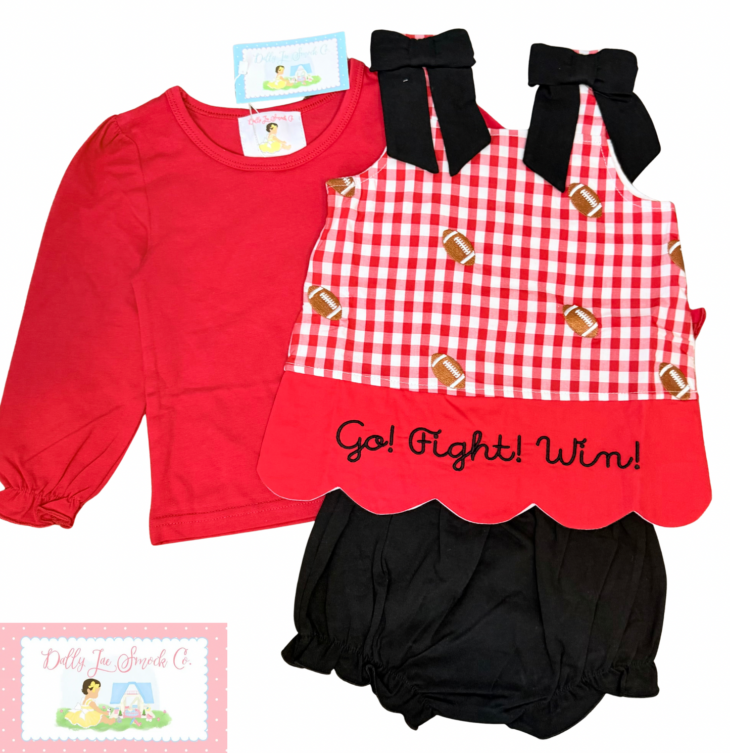 RTS RED AND BLACK EMBROIDERED FOOTBALL DIAPER SET