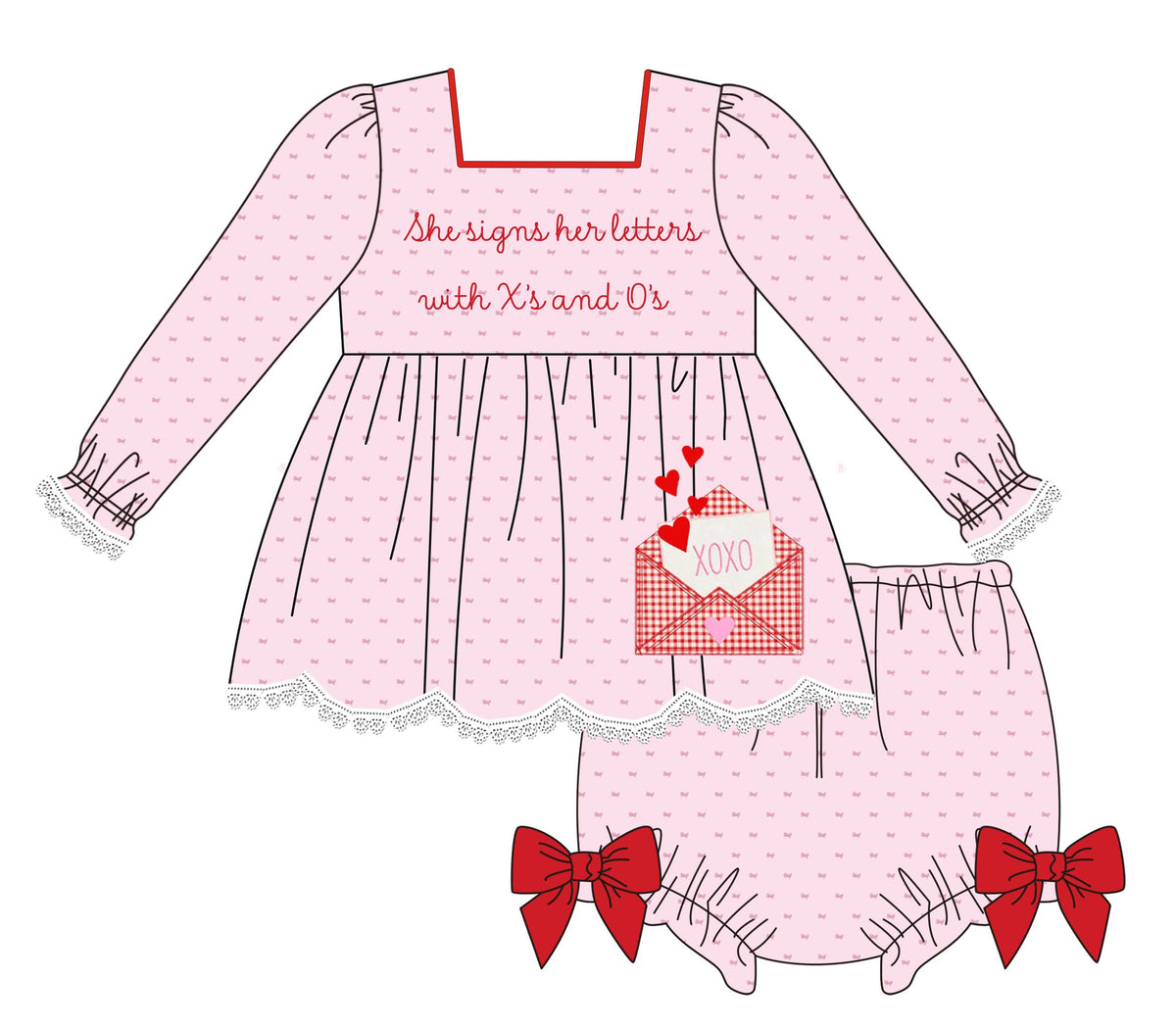 PREORDER #31 ETA JANUARY 2027 SIGNS HER LETTERS WITH X’s and O’s DIAPER SET