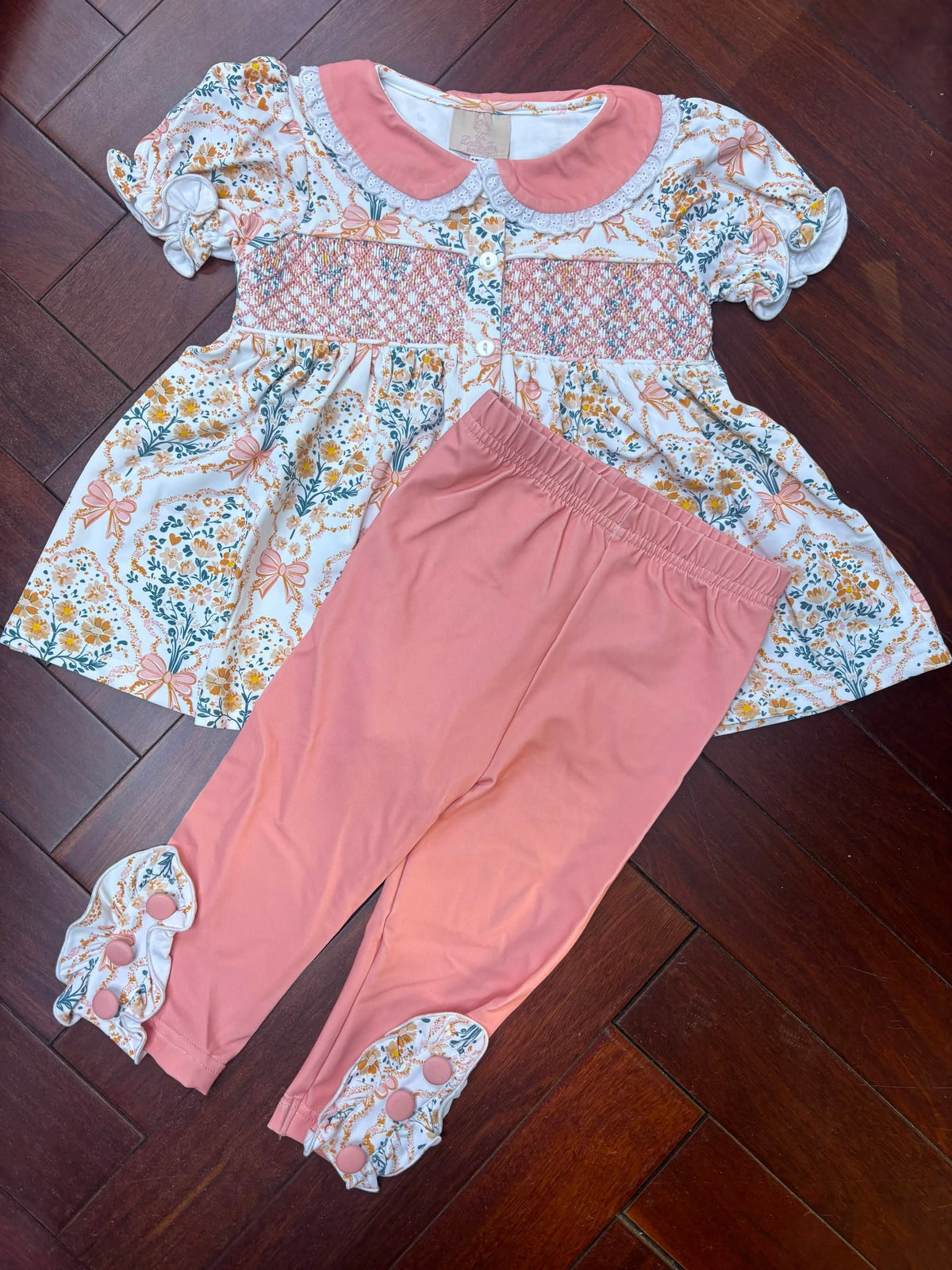 RTS PEARLS FLORAL HANDSMOCK LEGGING SET