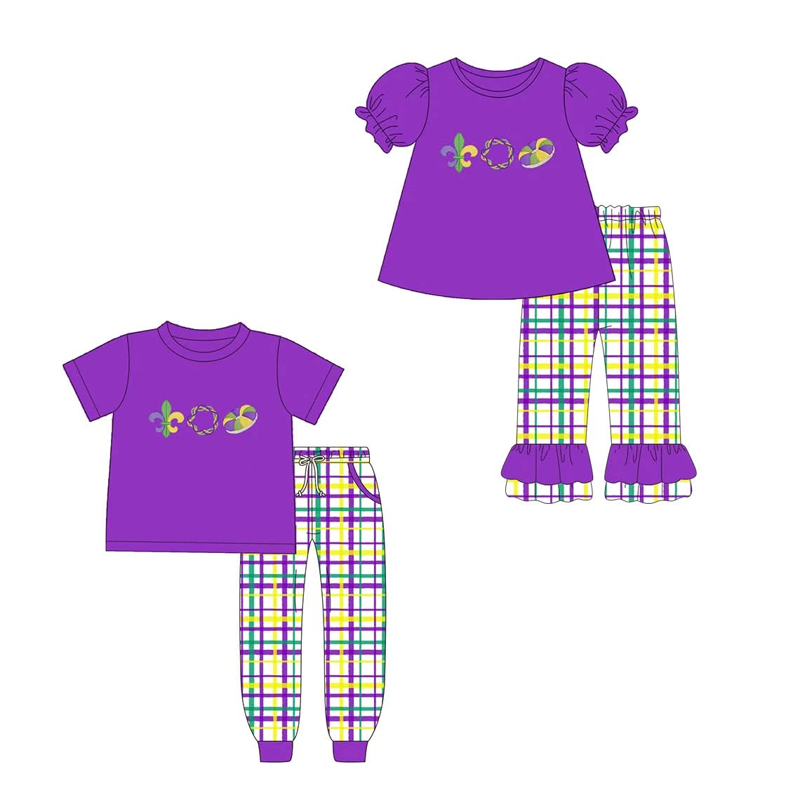 $22 SALE PREORDER ETA FEBRUARY 2027: MARDI GRAS PANT SETS
