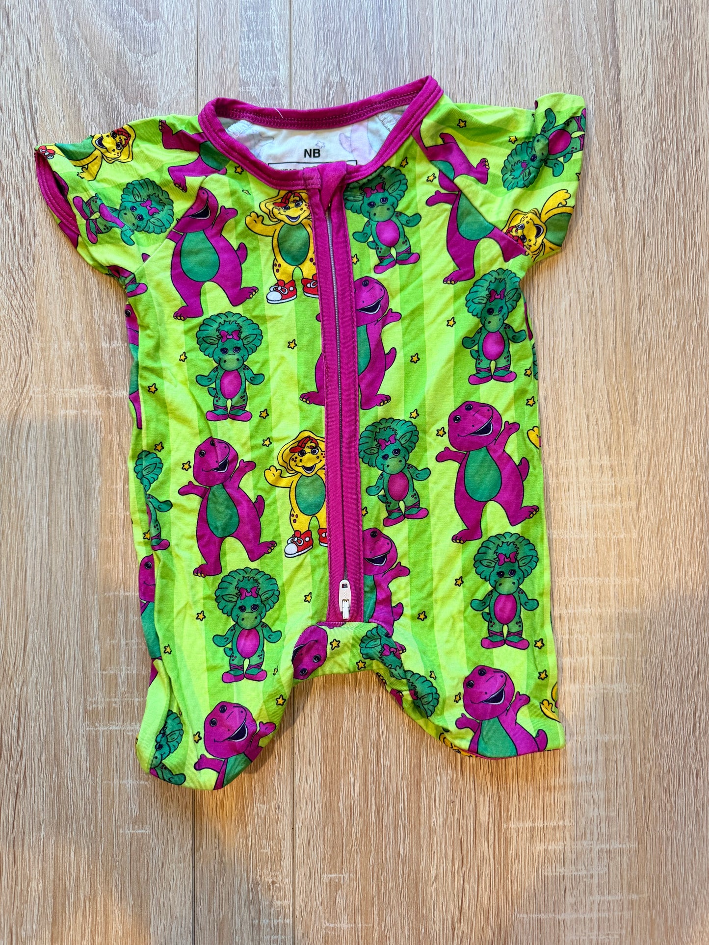 PURPLE DINO BAMBOO LOUNGE ZIPPY ABBY AND EVIE BRAND NEWBORN