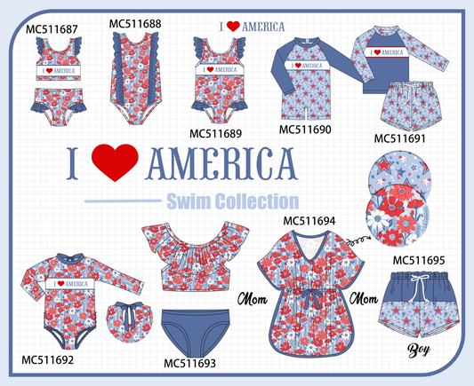 ETA May PO75 I love America embroidery floral swimsuit collection