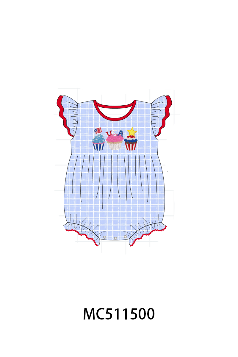 ETA May PO75 Blue plaid Patriotic cupcaker embroidery collection