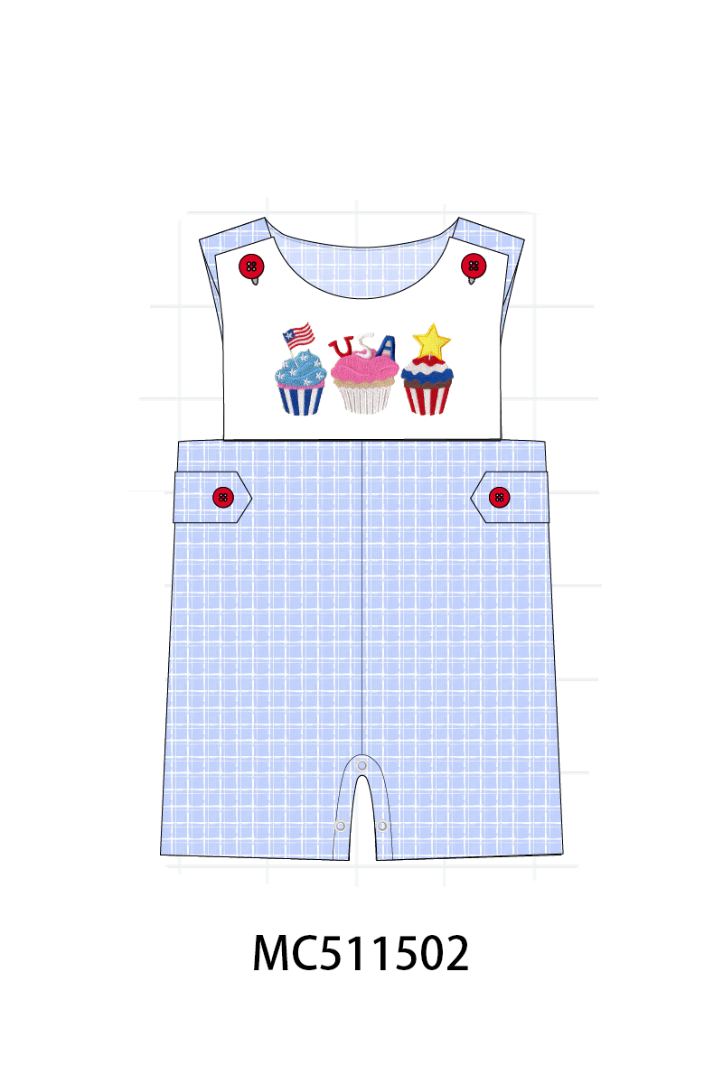 ETA May PO75 Blue plaid Patriotic cupcaker embroidery collection