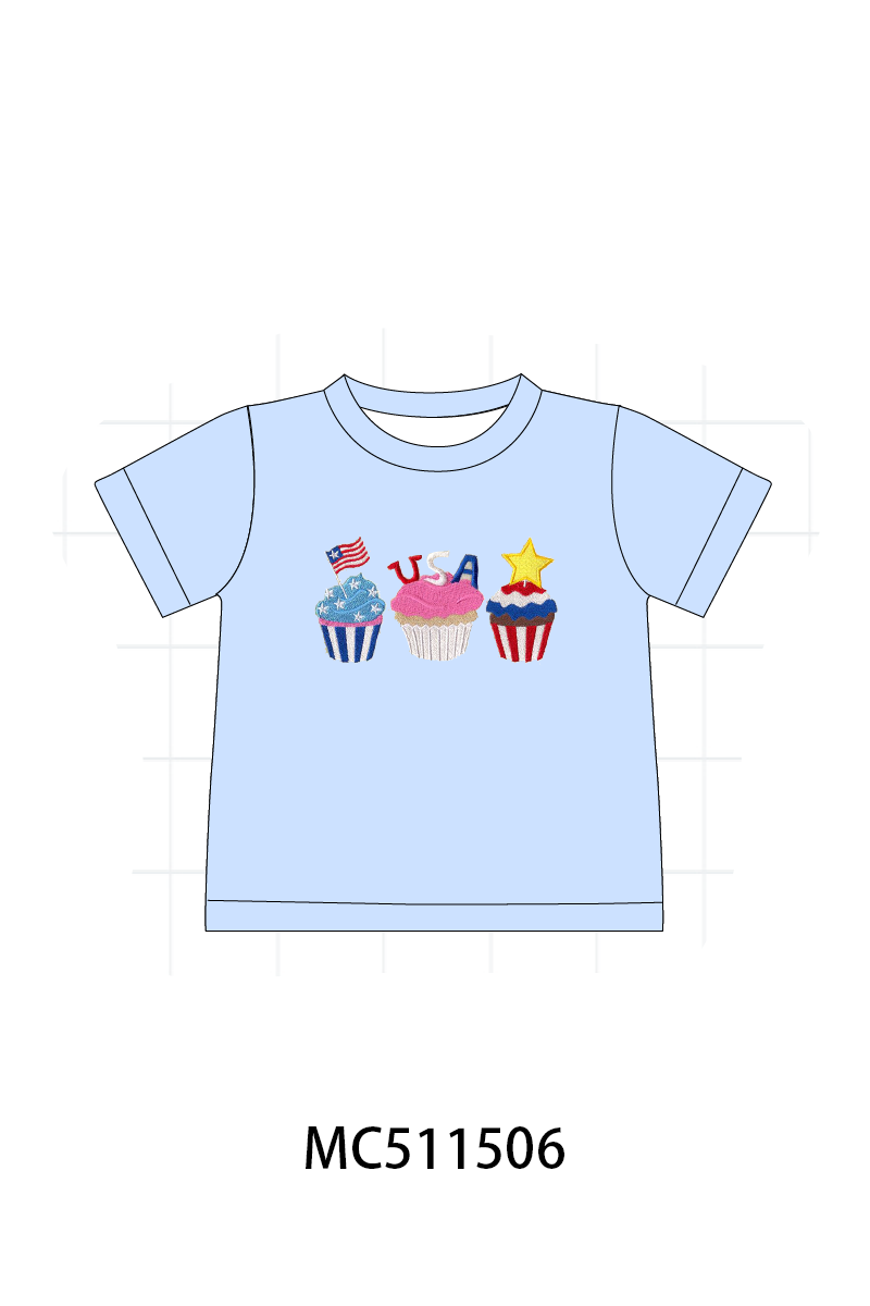 ETA May PO75 Blue plaid Patriotic cupcaker embroidery collection