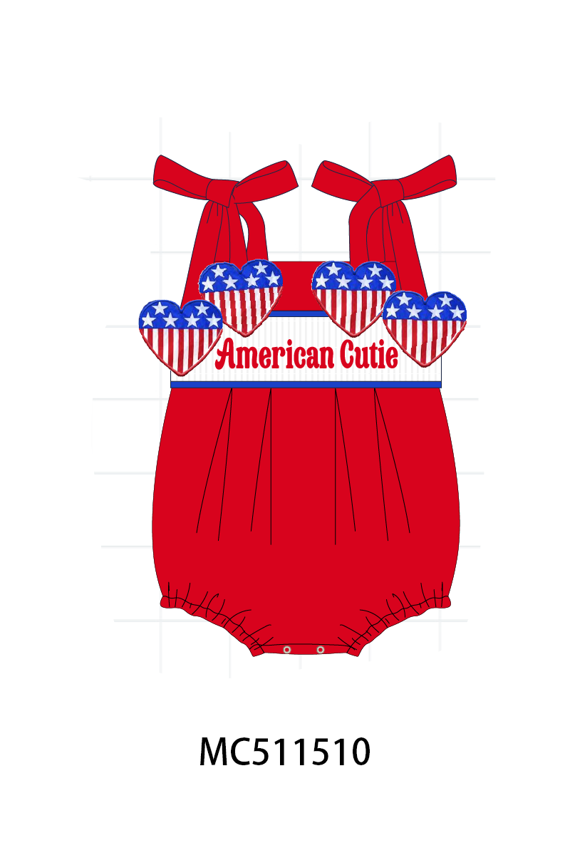 ETA May PO75 Red American cutie heart machine smocked collection