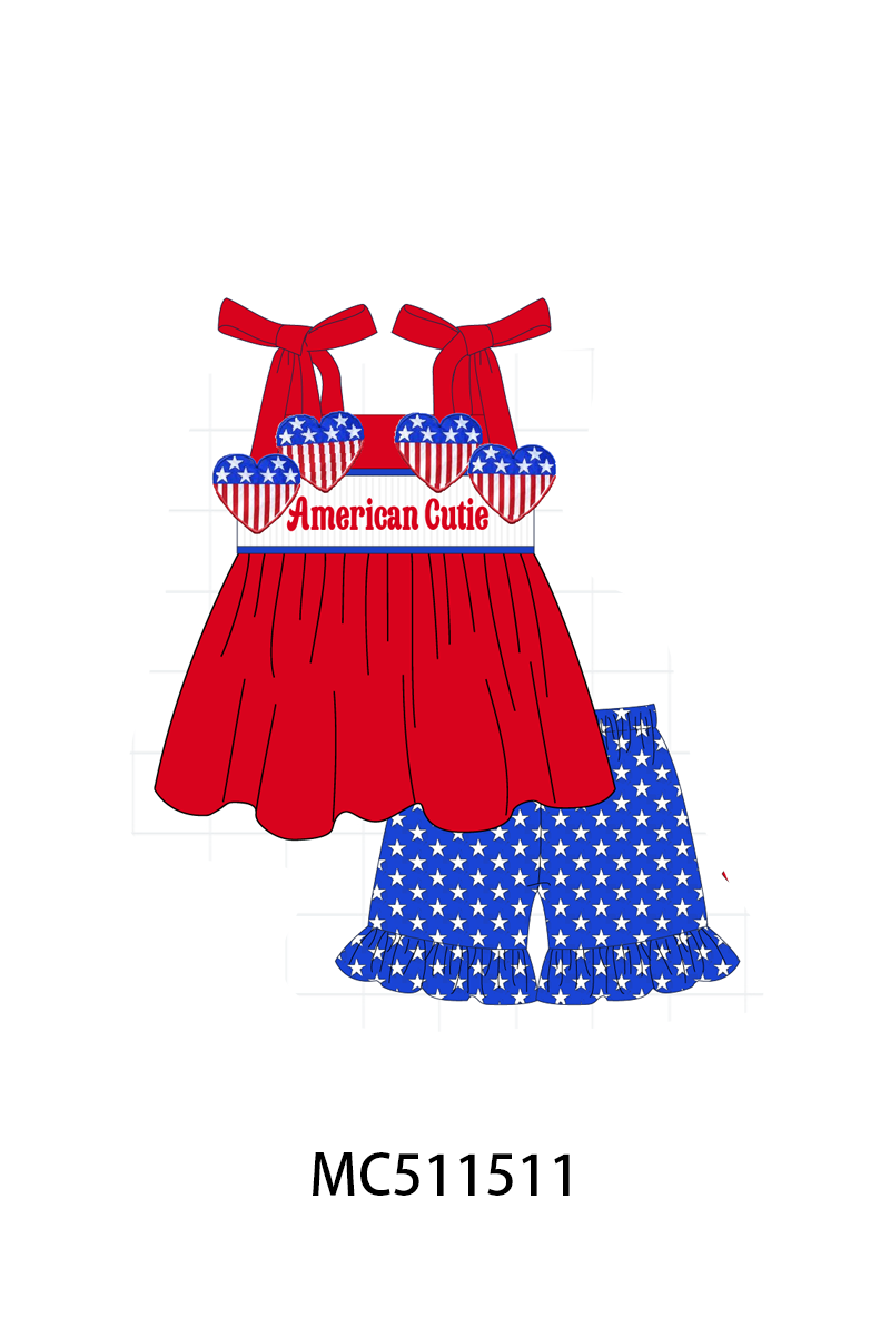 ETA May PO75 Red American cutie heart machine smocked collection