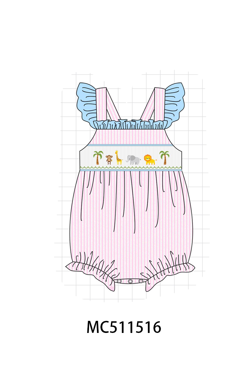 ETA May PO75 Pink stripe animal machine smocked collection