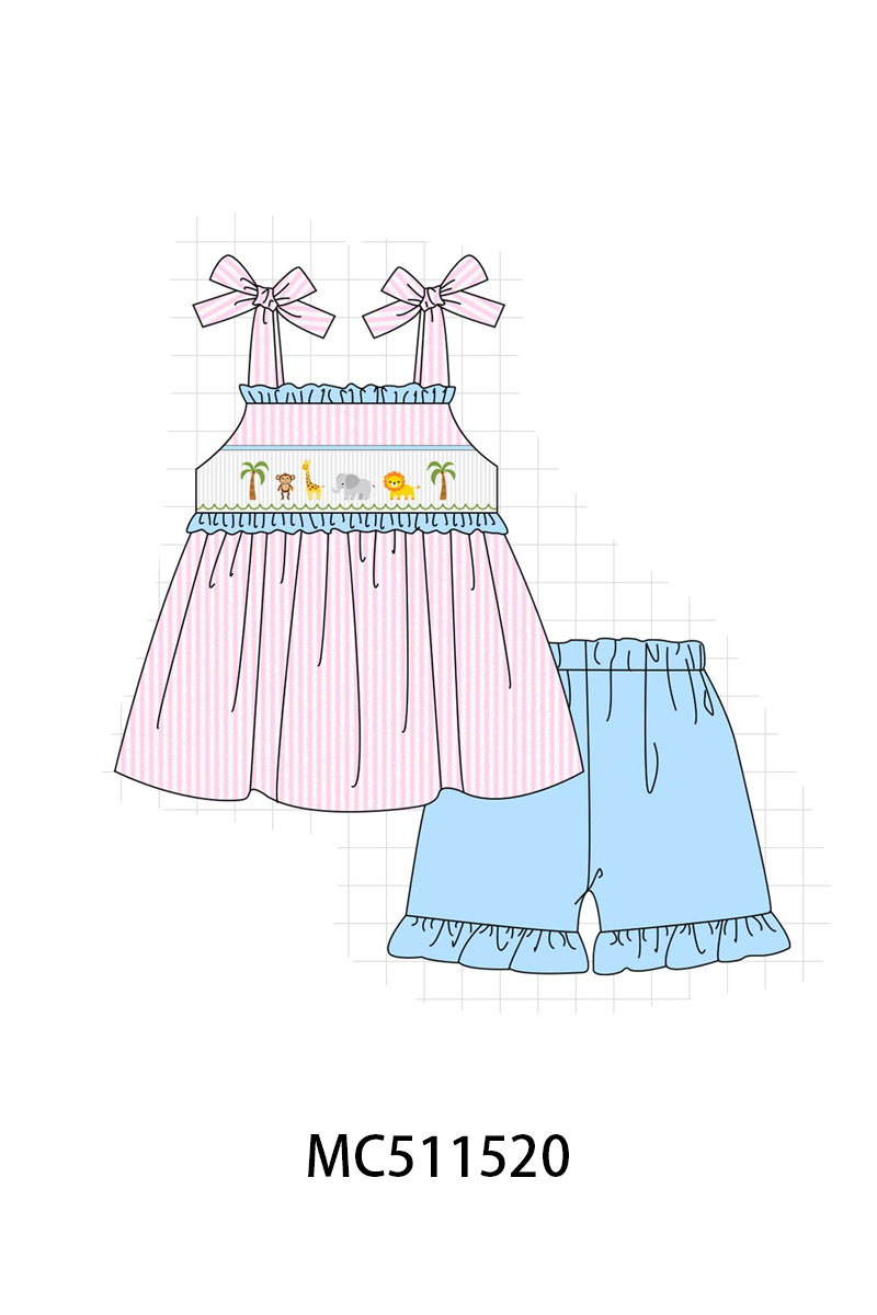 ETA May PO75 Pink stripe animal machine smocked collection