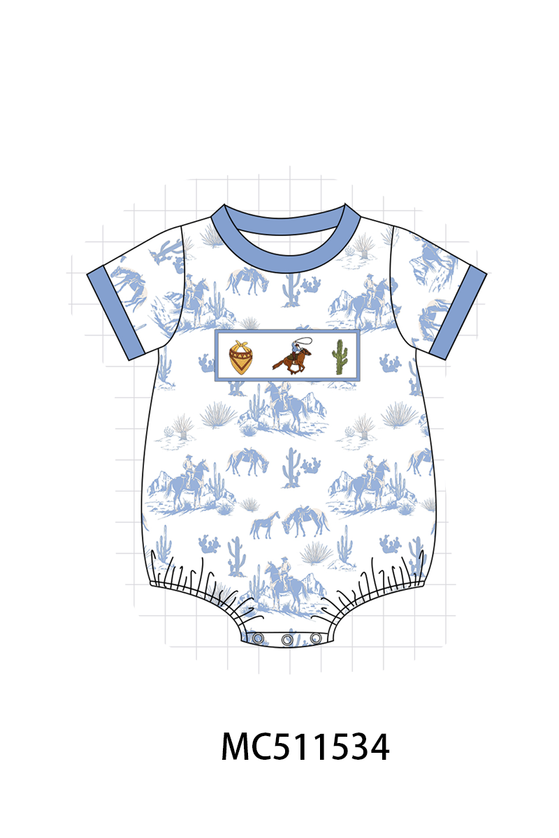 ETA May PO75 Pink&blue west cowboy embroidery collection