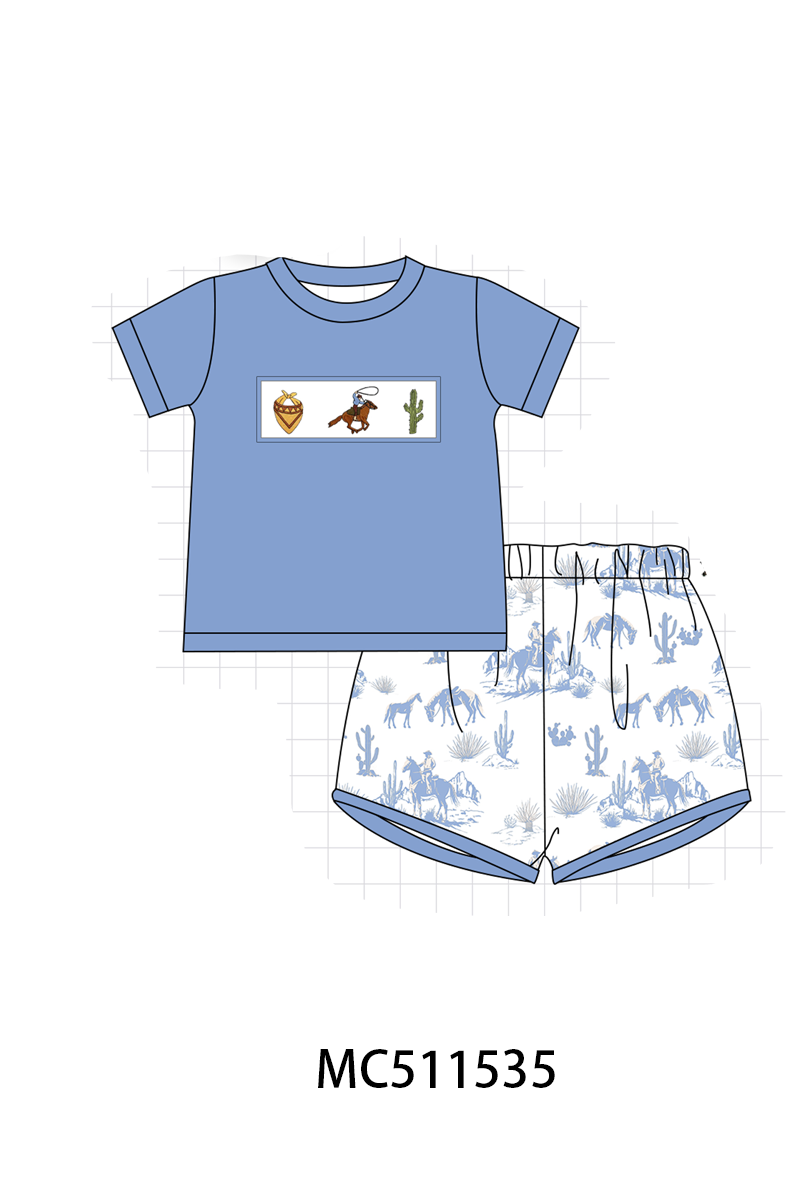 ETA May PO75 Pink&blue west cowboy embroidery collection