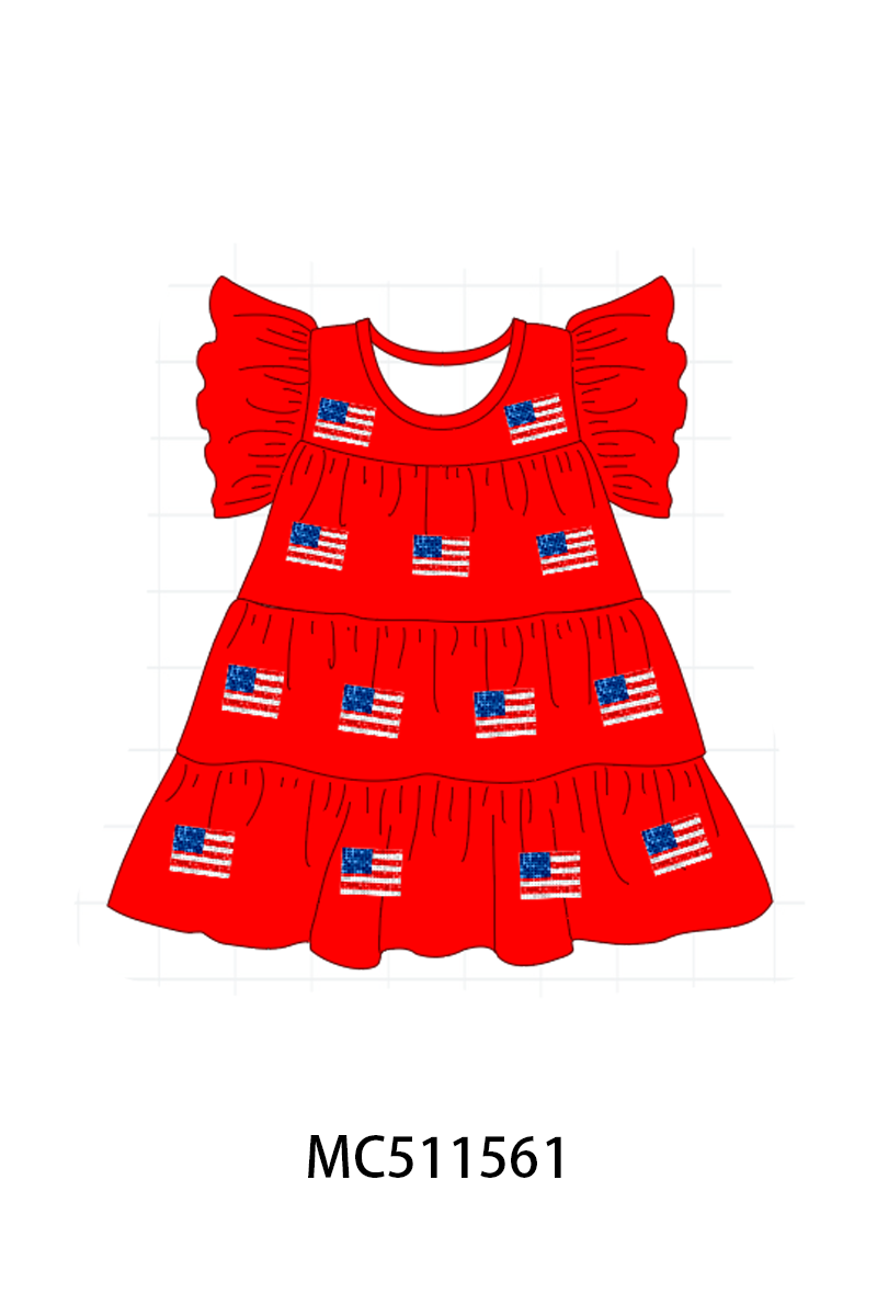 ETA May PO75 Patriotic flag sequin tiered dress collection