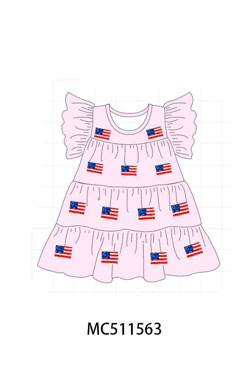 ETA May PO75 Patriotic flag sequin tiered dress collection
