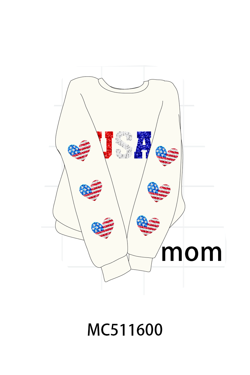 ETA May PO75 Patriotic USA flag sequin mom&me collection