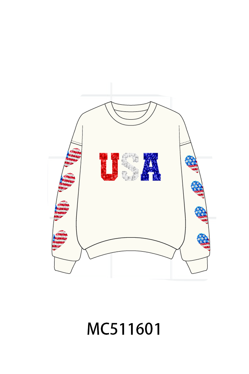 ETA May PO75 Patriotic USA flag sequin mom&me collection