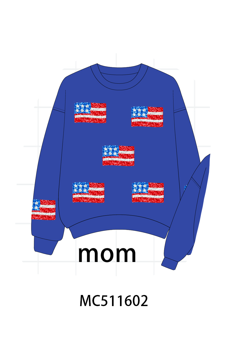 ETA May PO75 Patriotic USA flag sequin mom&me collection