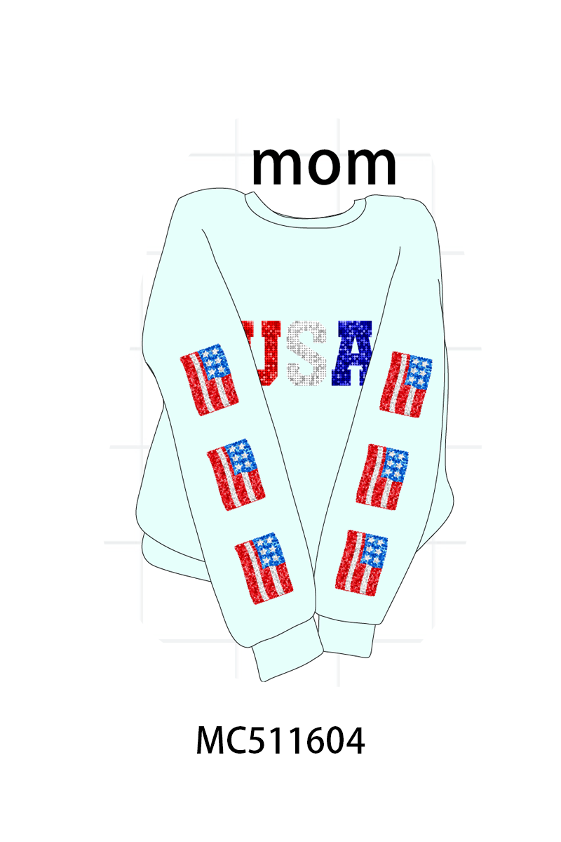 ETA May PO75 Patriotic USA flag sequin mom&me collection