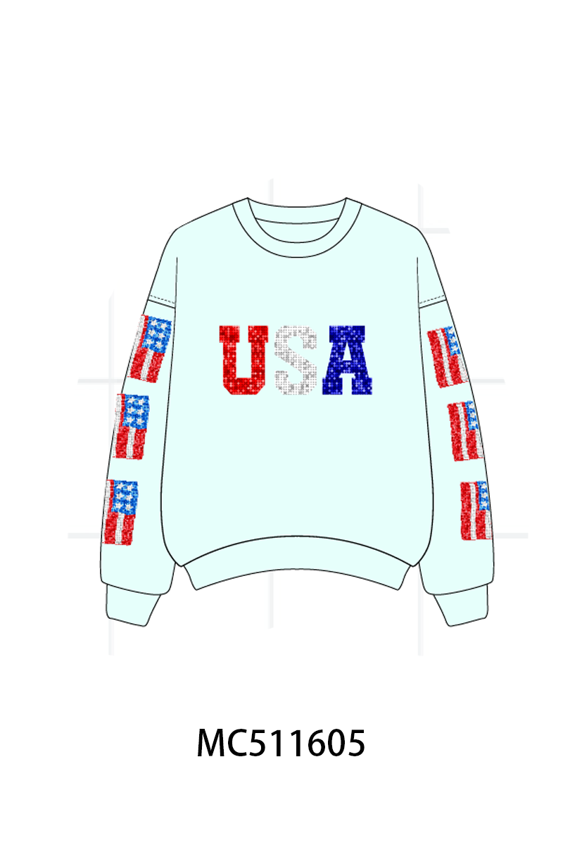 ETA May PO75 Patriotic USA flag sequin mom&me collection
