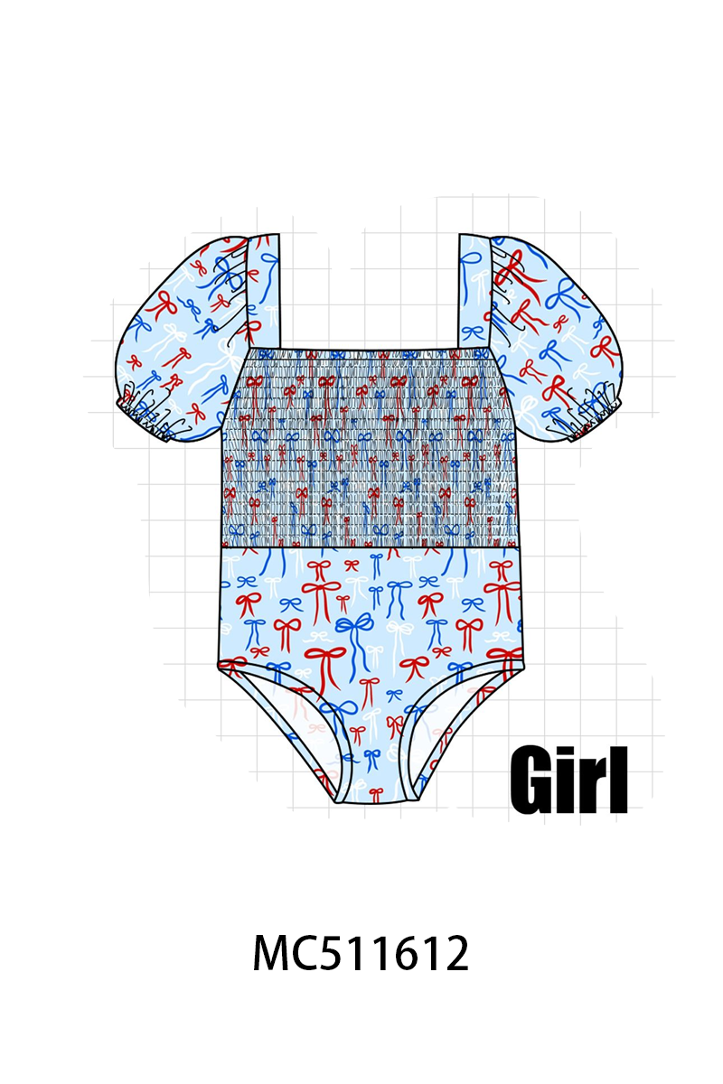 ETA May PO75 Blue Patriotic bow machinr smocked collection