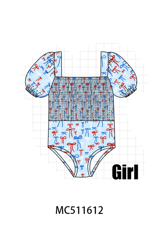 ETA May PO75 Blue Patriotic bow machinr smocked collection