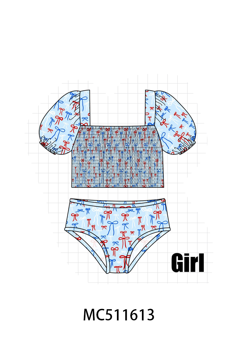 ETA May PO75 Blue Patriotic bow machinr smocked collection