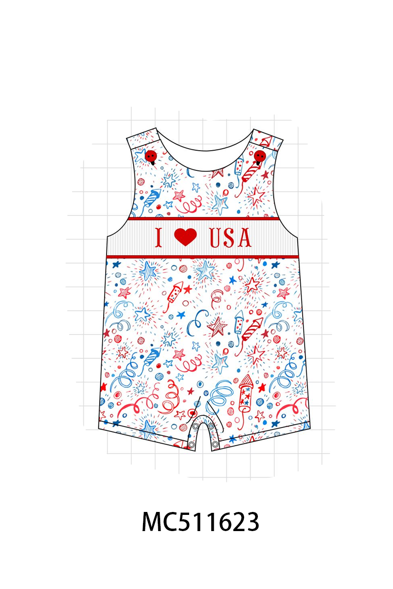 ETA May PO75 Red Patriotic I love USA machine smocked collection