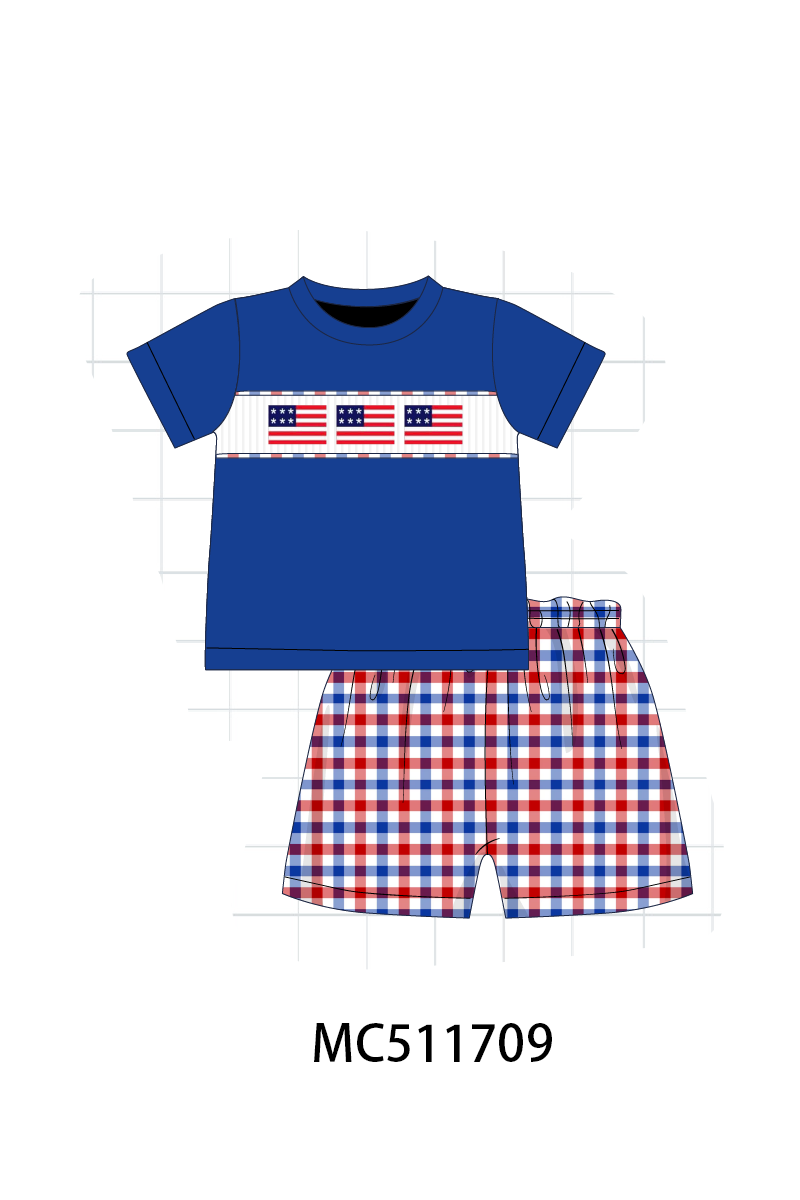 ETA May PO75 Patriotic flag machine  smocked gingham collection 2