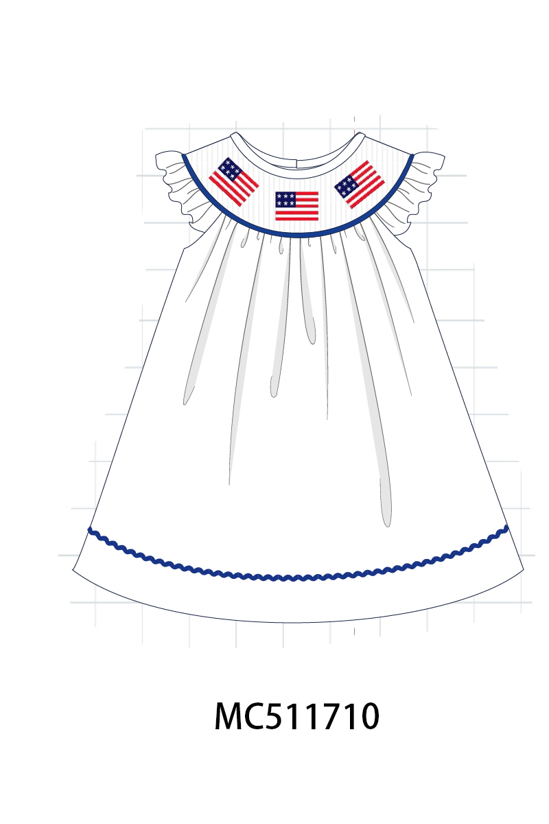ETA May PO75 Patriotic flag machine  smocked gingham collection 2