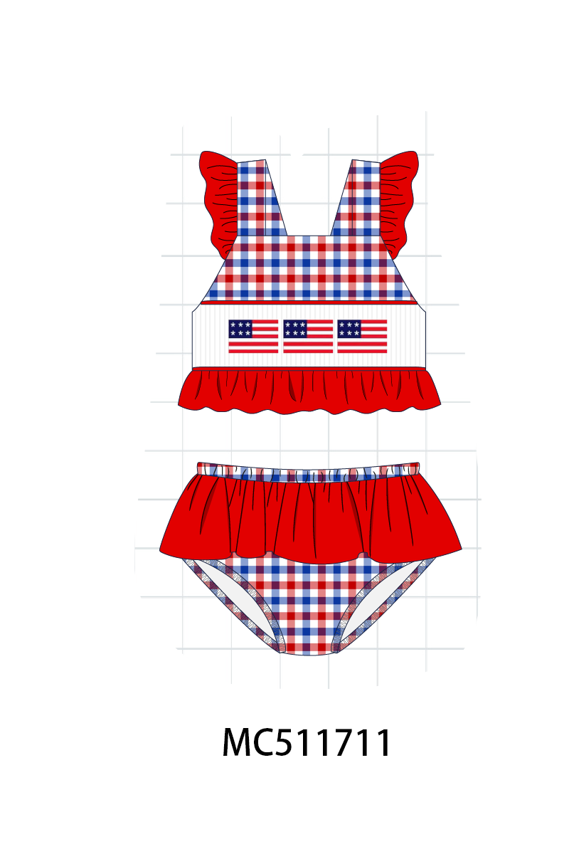 ETA May PO75 Patriotic flag machine  smocked gingham collection 2